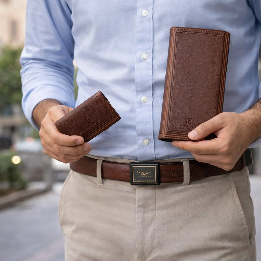 ست کیف و کمربند عسلی مدل M101-عسلی