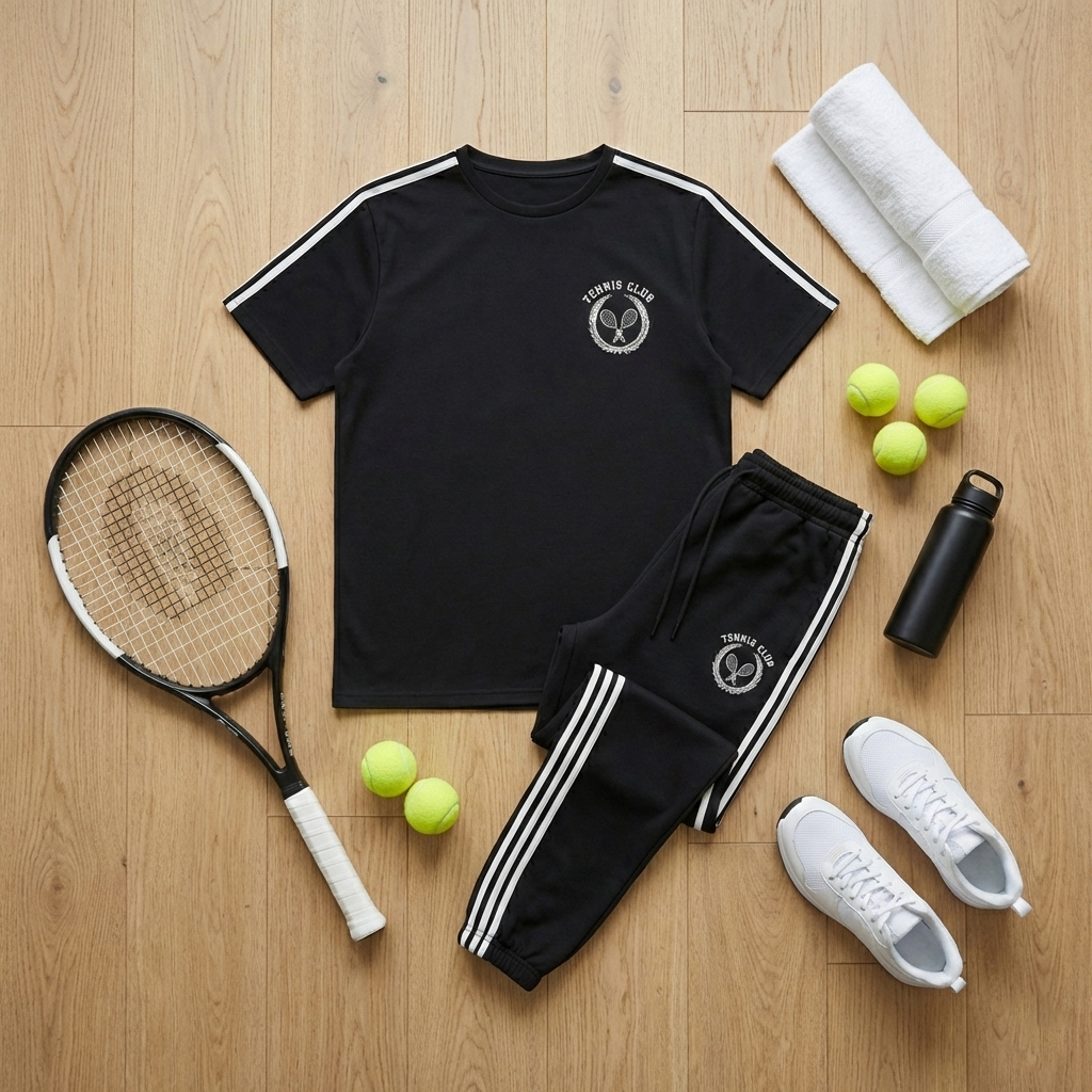 ست تیشرت و شلوار مردانه مدل Tennis Club-مشکی