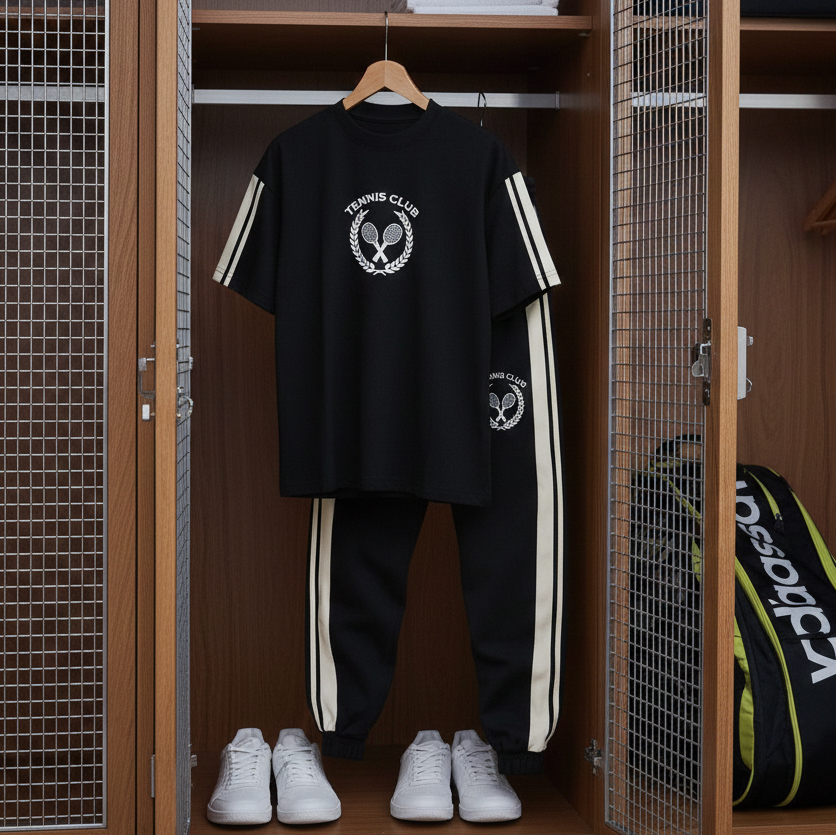 ست تیشرت و شلوار مردانه بنگال کش مدل Atrin-مشکی