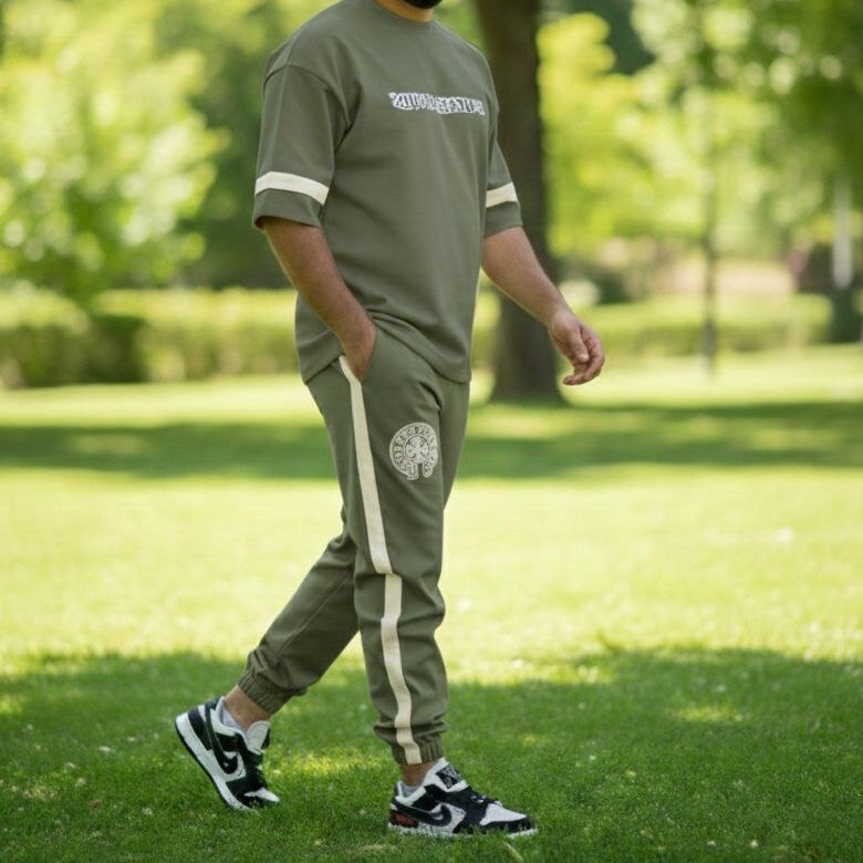 ست تیشرت و شلوار مردانه بنگال کش مدل Salar-سبز